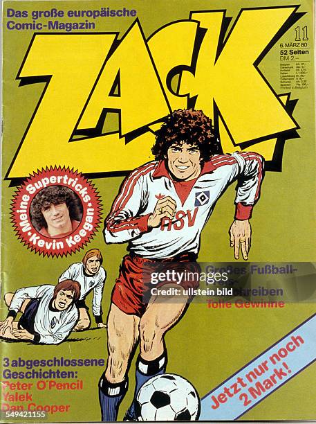 Germany, Oberhausen: Gasometer exhibition.- The ball is round , ACK comic, edition 11/1980. Cover photo, Kevin Keagan, soccer player.