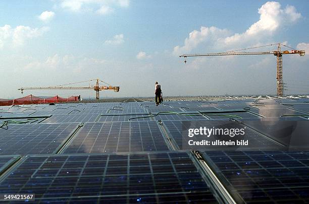 Germany: the roof of the continuation academy Mont Cenis in Herne with solar cells.