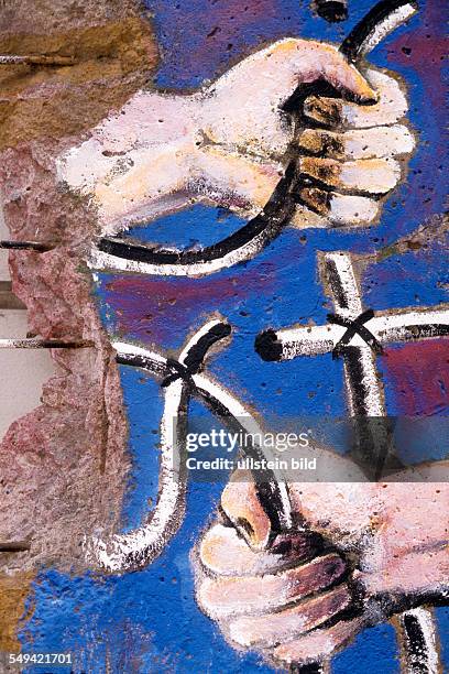 Germany, Berlin: Kreuzberg.- Friedrich Street; house at the Checkpoint Charlie, museum about Berlin, Wall remains for sale.