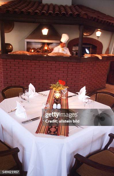 Turkey, Belek, 09.2002: Sirene Golf Hotel.- The hotel s restaurant, a layed table.