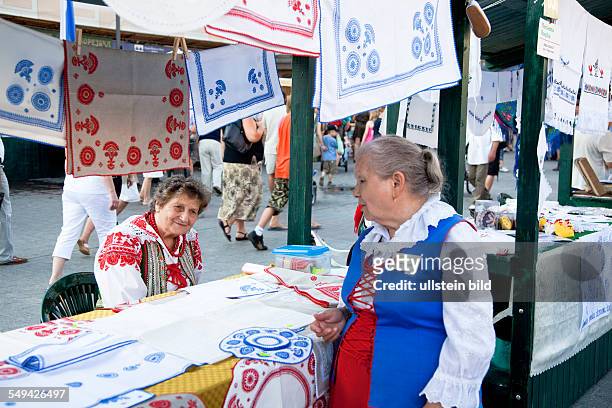 Poland, Krakow: Women selling their handicrafts