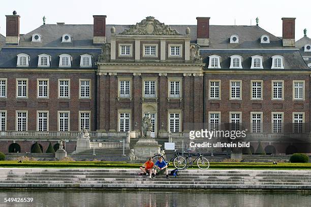Germany: Bicycle tour through the Muensterland.- The garden on the backside of Nordkirchen Castle.