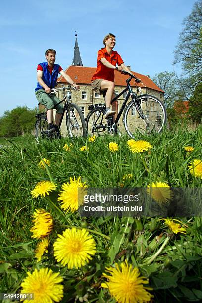 Germany: Bicycle tour through the Muensterland.- Vischering Castle in Luedinghausen.