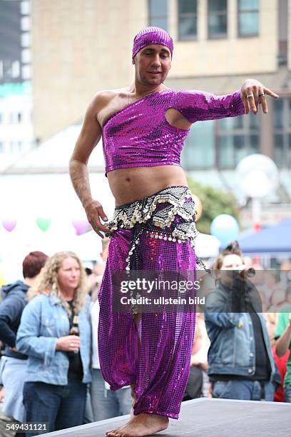 Germany, Essen: CSD - Christopher Street Day; stage performance in front of the audience.