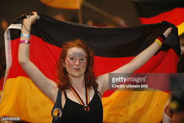 Germany: Euro 2008 championships semi-final match between Germany and Turkey. Spectators during a Public Viewing event on the area of the fair
