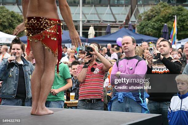 Germany, Essen: CSD - Christopher Street Day; stage performance in front of the audience.