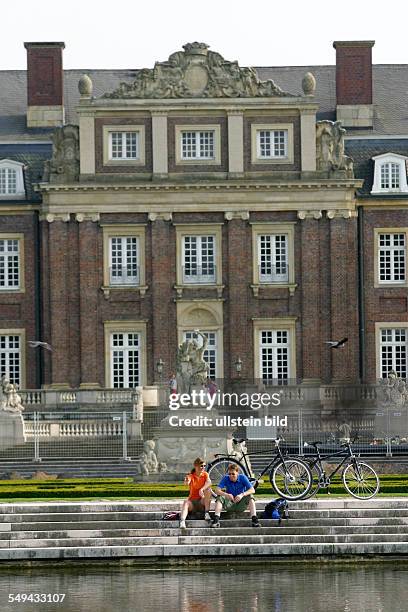 Germany: Bicycle tour through the Muensterland.- The garden on the backside of Nordkirchen Castle.