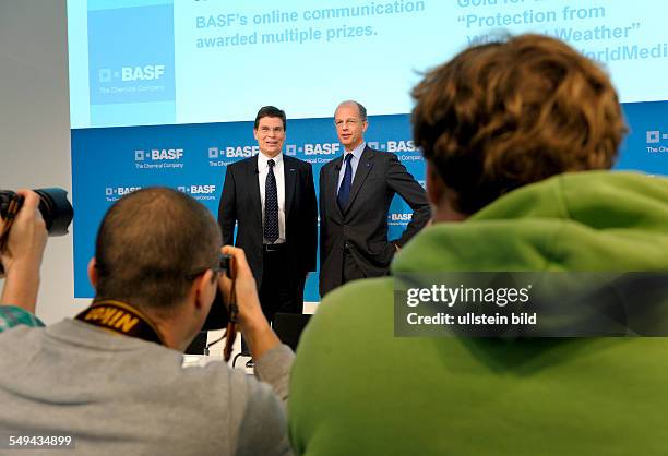 Annual press conference of BASF SE : Kurt BOCK , CEO and CFO Hans-Ulrich ENGEL