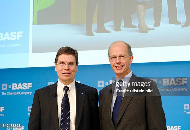 Annual press conference of BASF SE : Kurt BOCK , CEO and CFO Hans-Ulrich ENGEL