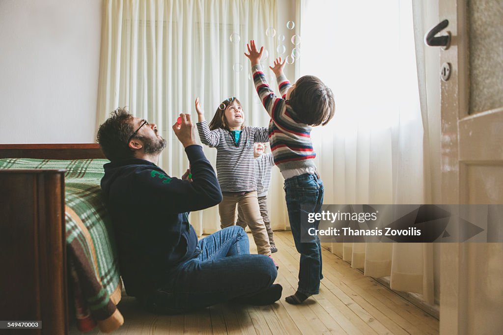Man having fun with his kids