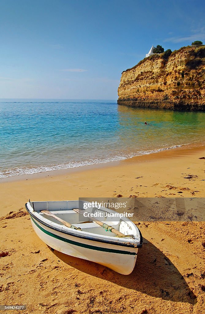 Boat in Algarve seashore