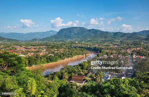 luang prabang and nam khan river - luang prabang stock pictures, royalty-free photos & images