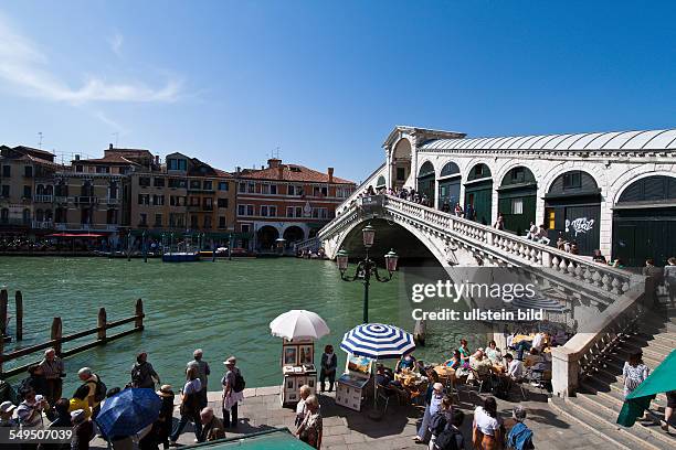 Stadt Venedig in Italien. Rialtobrücke am Canal Grande