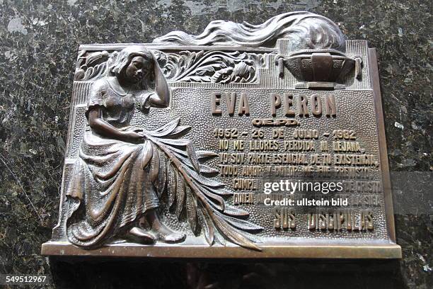 Eva Peron's grave in the vault of the Duarte family at La Recoleta Cemetary