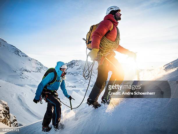 trekking in the austrian alps - crampon stock pictures, royalty-free photos & images