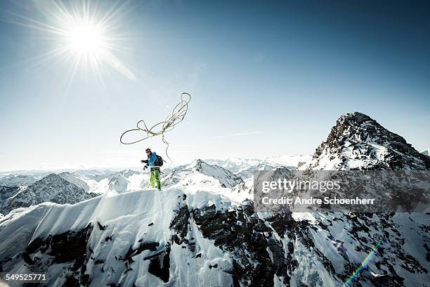 trekking in the austrian alps - risk concept stock pictures, royalty-free photos & images