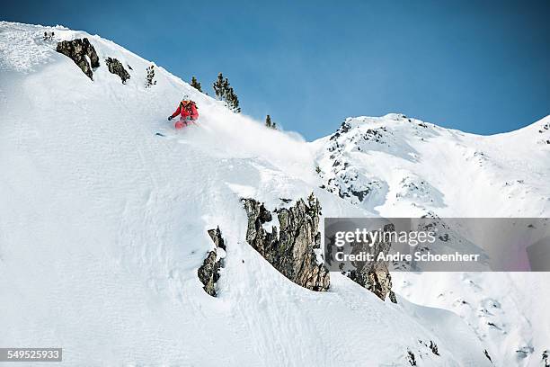 off-piste skiing - off piste stock pictures, royalty-free photos & images