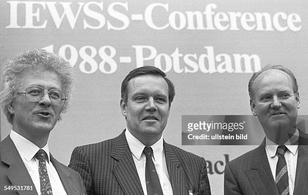 Conference of the Institute for East West Security Studies in Potsdam , from left: Karsten D. Voigt , Volker Ruehe and Dietrich Stobbe