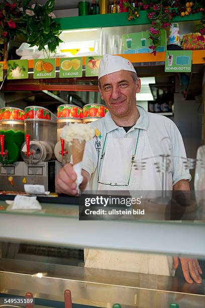 Der Eisladen, die Gelateria Alaska von Carlo Pistacchi in Santa Croce, Calle Larga dei Bari 1159 verkauft Bioeis ohne Zusatzstoffe.