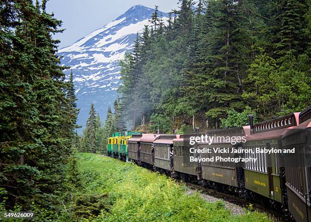 white pass and yukon railroad in skagway alaska - skagway stock-fotos und bilder