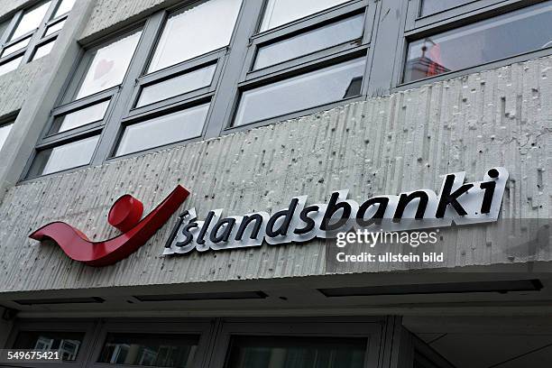 Islandsbanki sign and building, Akureyri, Iceland