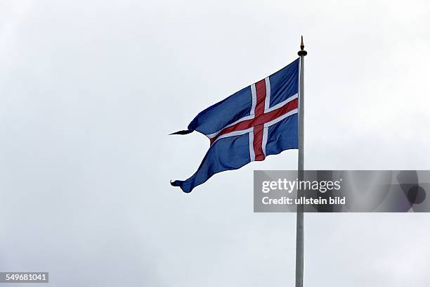 Icelandic Flag on pole, Iceland