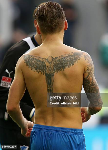 Eugen Polanski, Einzelbild, Aktion, Rücken Ruecken, Taetowierung Tätowierung, Tattoo, , TSG Hoffenheim, Sport, Fußball Fussball, Volkswagen Arena...