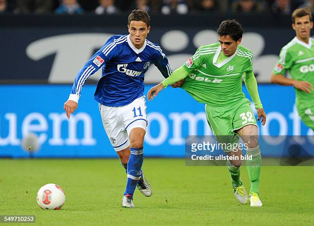 Spieltag, Saison 2012/2013 - Fussball, Saison 2012-2013, 1. Bundesliga, 7. Spieltag, FC Schalke 04 - VfL Wolfsburg 3-0, Ibrahim Afellay , li., gegen...
