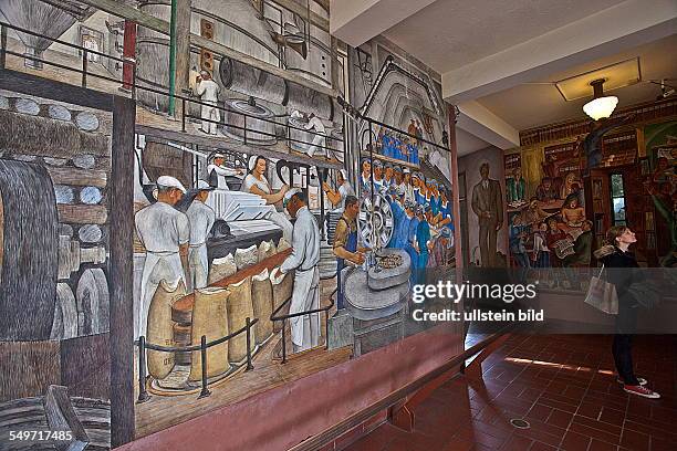 Murals in Coit Tower in San Francisco California USA