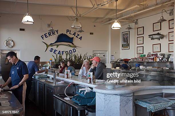 Oyster bar in Ferry Building in San Francisco California USA