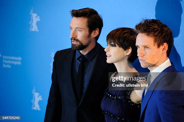 Hugh Jackman, Anne Hathaway und Eddie Redmayne - Berlin/ Potsdamer Platz/ Photo-Call zum Film "Les Miserables"