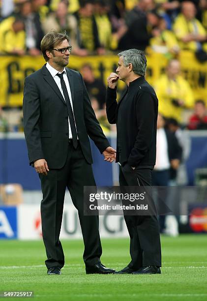 Halbfinal-Hinspiel, Saison 2012/2013 - Trainer Juergen Jürgen Klopp, Trainer Jose Mourinho, Aktion, Gestik , BvB Borussia Dortmund - Real Madrid,...