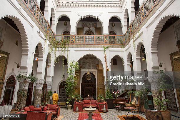 Hotel, Restaurant und Gästehaus Dar el Ghalia in einem historischen Rijad in der Altstadt von Fes, Marokko