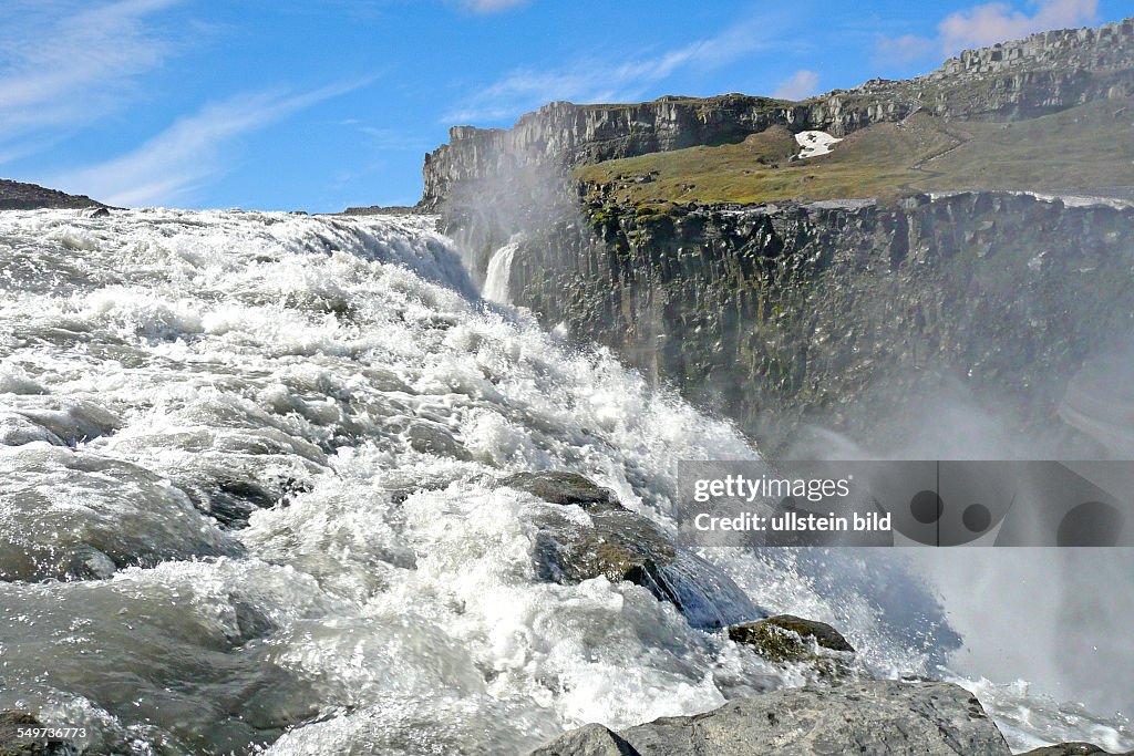 River Jökulsá á Fjöllum behind Dettifoss waterfall, Iceland