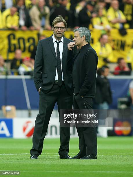 Halbfinal-Hinspiel, Saison 2012/2013 - Trainer Juergen Jürgen Klopp , Trainer Jose Mourinho, Aktion , BvB Borussia Dortmund - Real Madrid, Sport,...