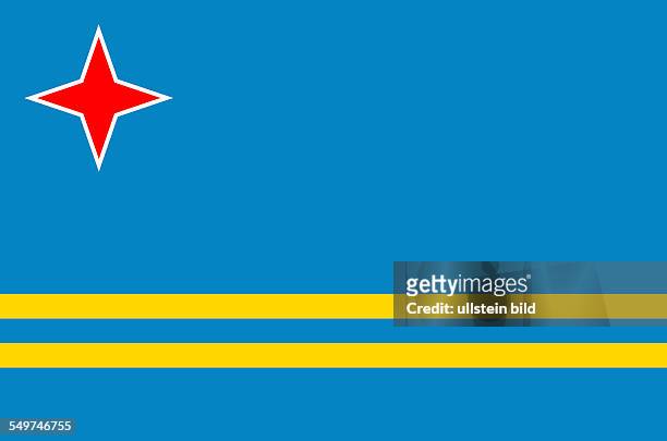 Flag of the Caribbean island of Aruba, part of the Netherlands Antilles