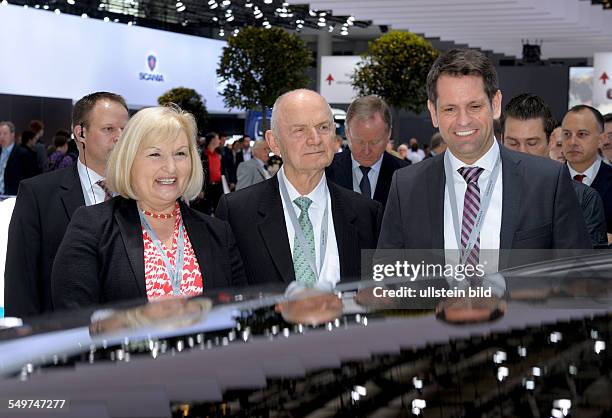 Share-holder meeting of Volkswagen AG, from left : Ursula PIECH , Ferdinand PIECH , Head of Supervisory Board , Olaf LIES , Minister of Economics of...