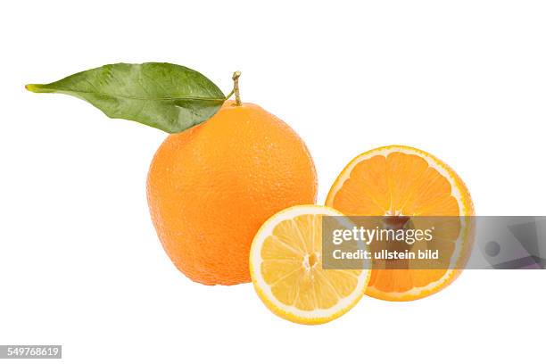 Spiegelung einer Orange. Symbolfoto für gesunde Vitamine durch frisches Obst