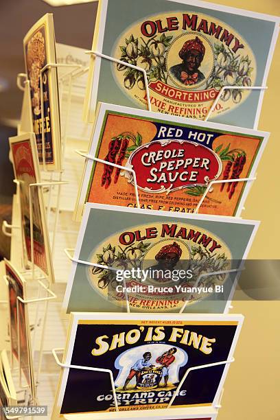 postcards with old southern advertising - ständer stock-fotos und bilder