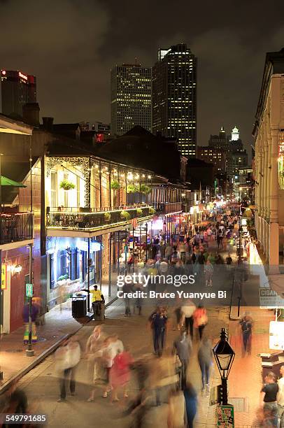 night view of bourbon street - bourbon street new orleans stock pictures, royalty-free photos & images
