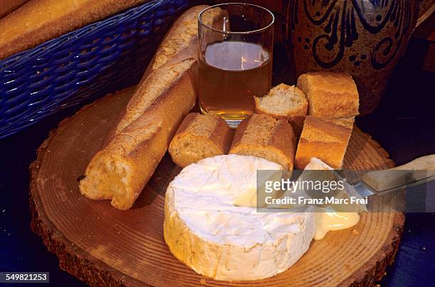 camembert, baguette, cidre - calvados stock pictures, royalty-free photos & images