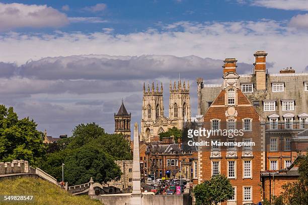 the york minster (cathedral) from the walls - york stock pictures, royalty-free photos & images
