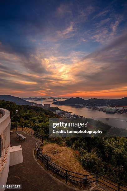 sunset in nagasaki, japan. - nagasaki prefecture stockfoto's en -beelden