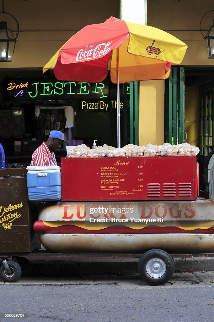 Hot dog stand in French Quarter