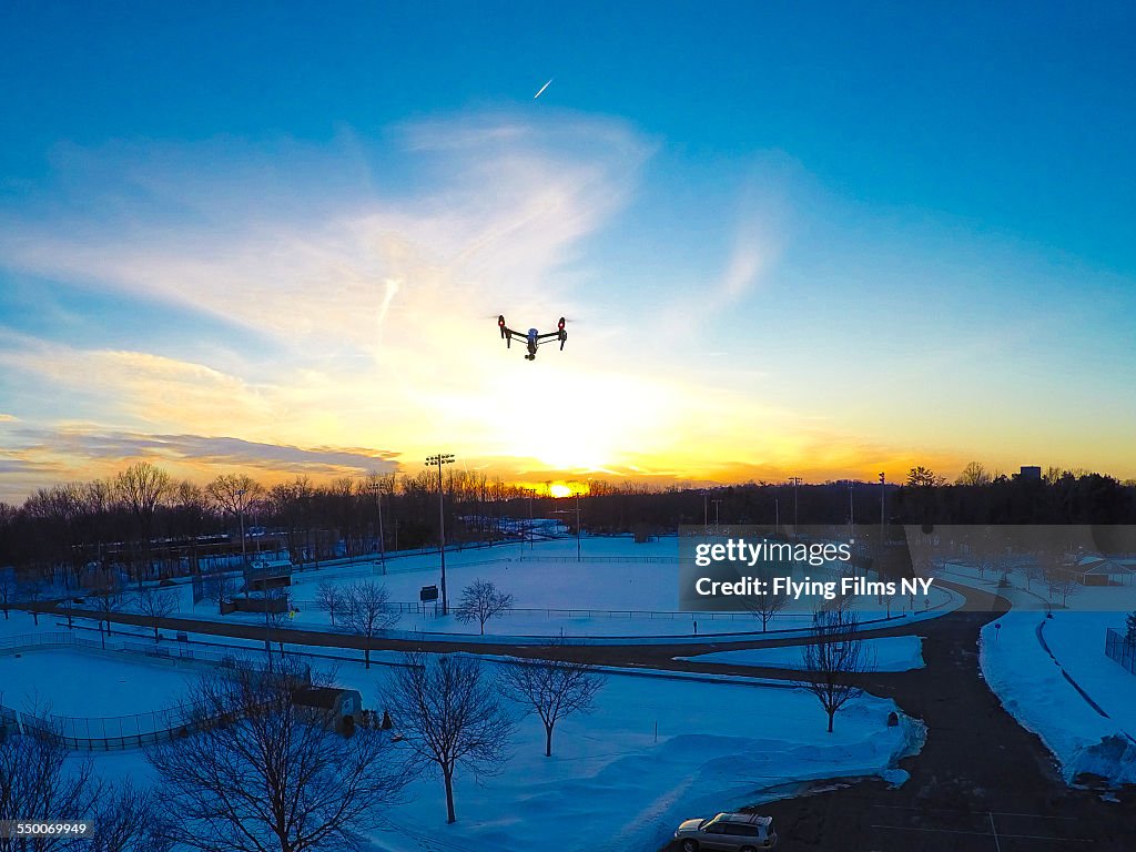 A sunset pic of a drone