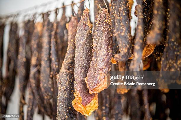 biltong drying - trockenfleisch stock-fotos und bilder