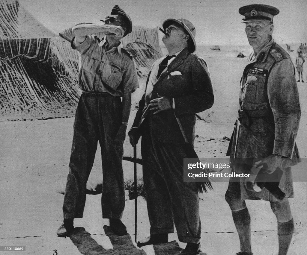 'Mr. Churchill With Sir A. Tedder And Gen. Auchinleck.', 1942. Artist: Unknown.
