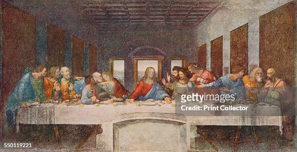 'The Last Supper', 1494-1498. The mural painting was for the refectory of the Convent of Santa Maria delle Grazie, Milan and was commissioned as part...