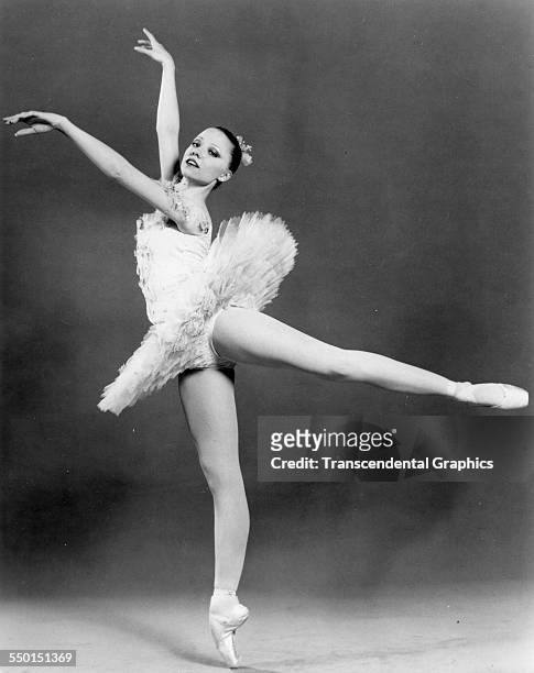Publicity photographic print of American Ballet Theater's Amanda McKerrow posing on point, New York, New York, early 1980s.