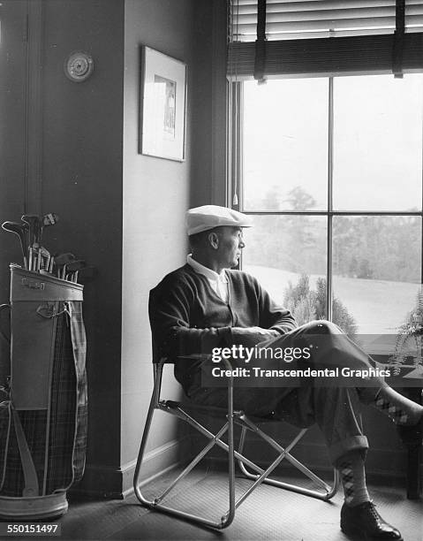 Ben Hogan takes a moment to reflect before the start of the Masters Golf Tournament at the National Gold Club, Augusta, Georgia, April 1, 1954.